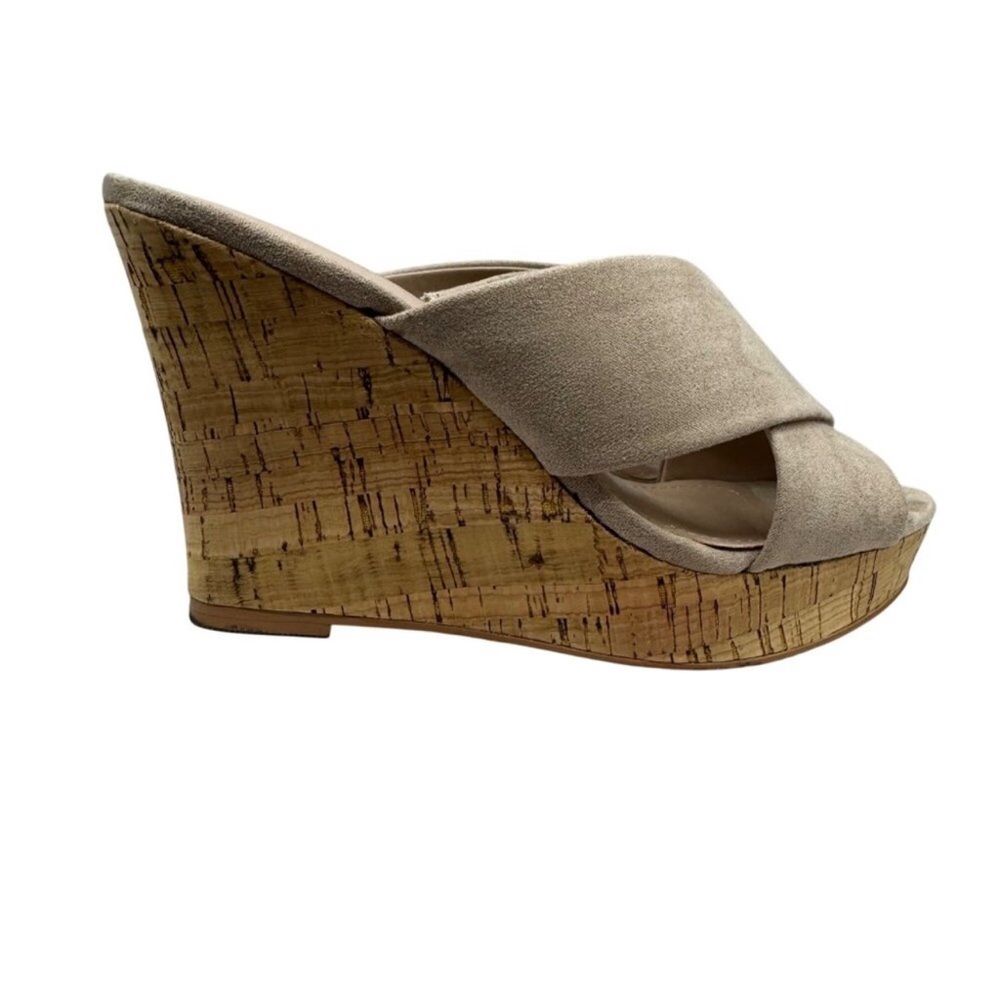 Charles by Charles David Latrice Tan Microsuede Wedge Peep toe Sandals size 6